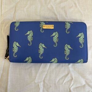 Kate Spade Blue Continental Wallet with Seahorse Design